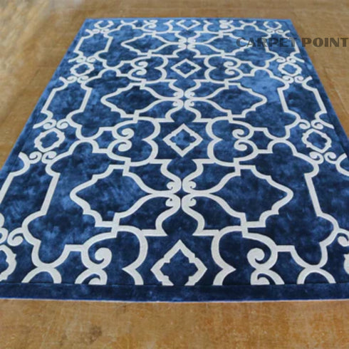 Handmade Ivory Blue Floral Carpet