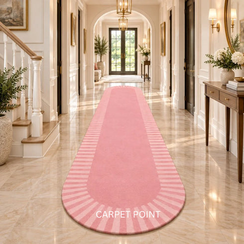 Blush Bright Striped Wool Runner Carpet