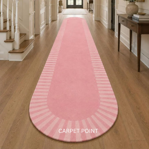 Blush Bright Striped Wool Runner Carpet