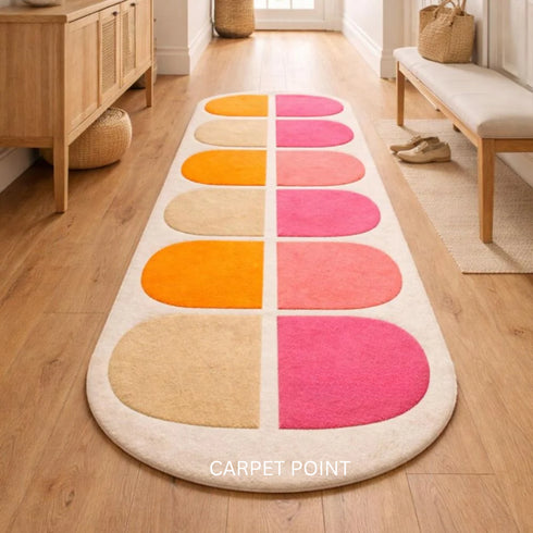 Coral Harmony Geometric Wool Carpet