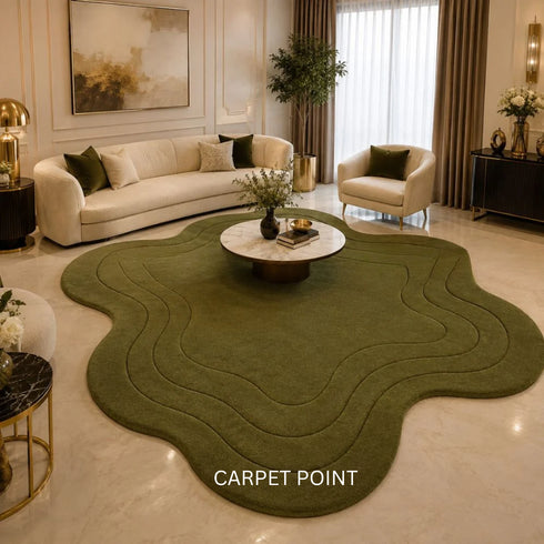 Imperial Olive Wave Wool Carpet Point