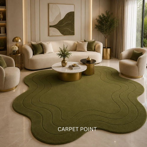 Imperial Olive Wave Wool Carpet Point