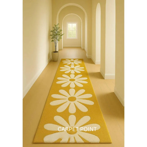 Golden Daisy Bloom Luxury Runner Carpet