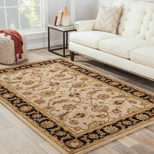 Handmade Beige Floral Carpet
