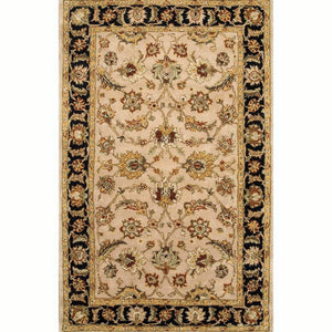 Handmade Beige Floral Carpet