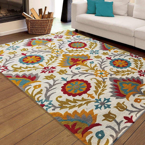 Handmade Flower Pattern Modern Carpet